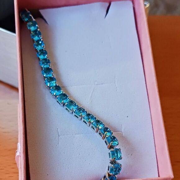 Sterling Silver Turquoise Tennis Bracelet - Picture 3 of 11